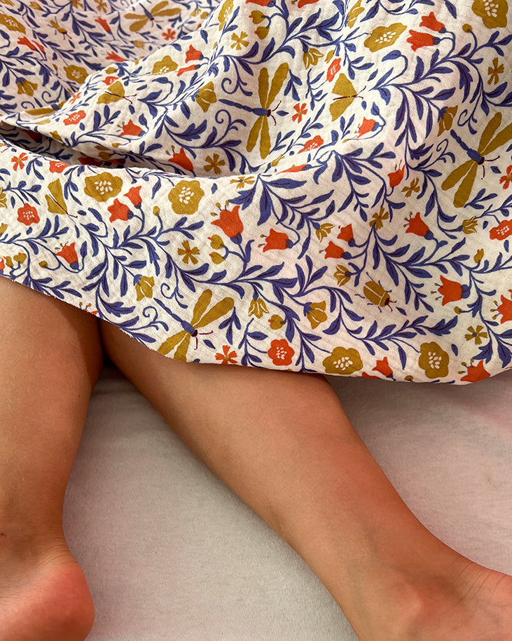Musselin Decke aus Baumwolle, Oeko-Tex – Weiche Sommerdecke, Überdecke, Schlafdecke Bunt gemustert Skarabäus Blausberg Baby