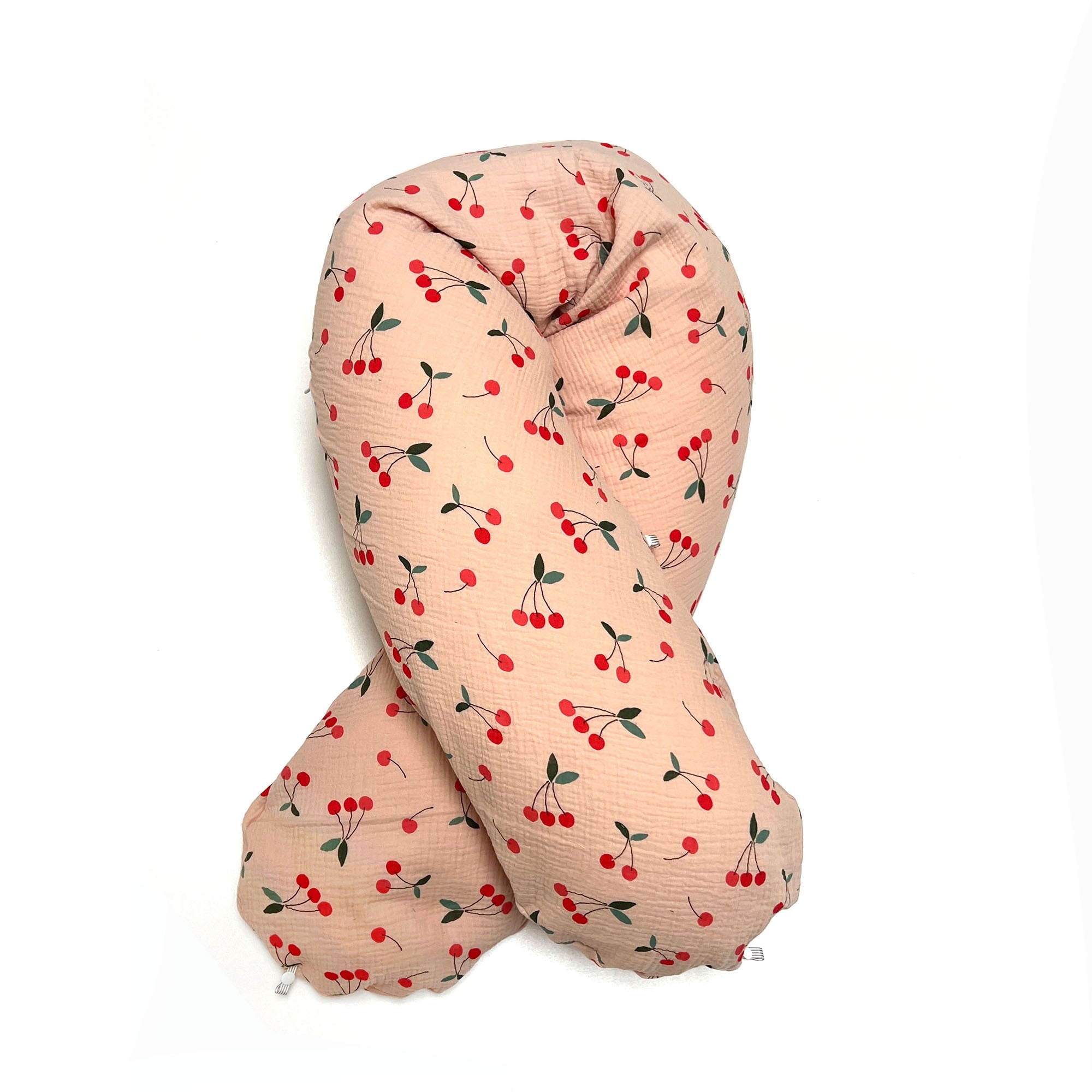 Nursing pillow "The Original" by Theraline 190cm x 38cm with Blausberg Baby Muslin cover (removable) with nest-building function - White