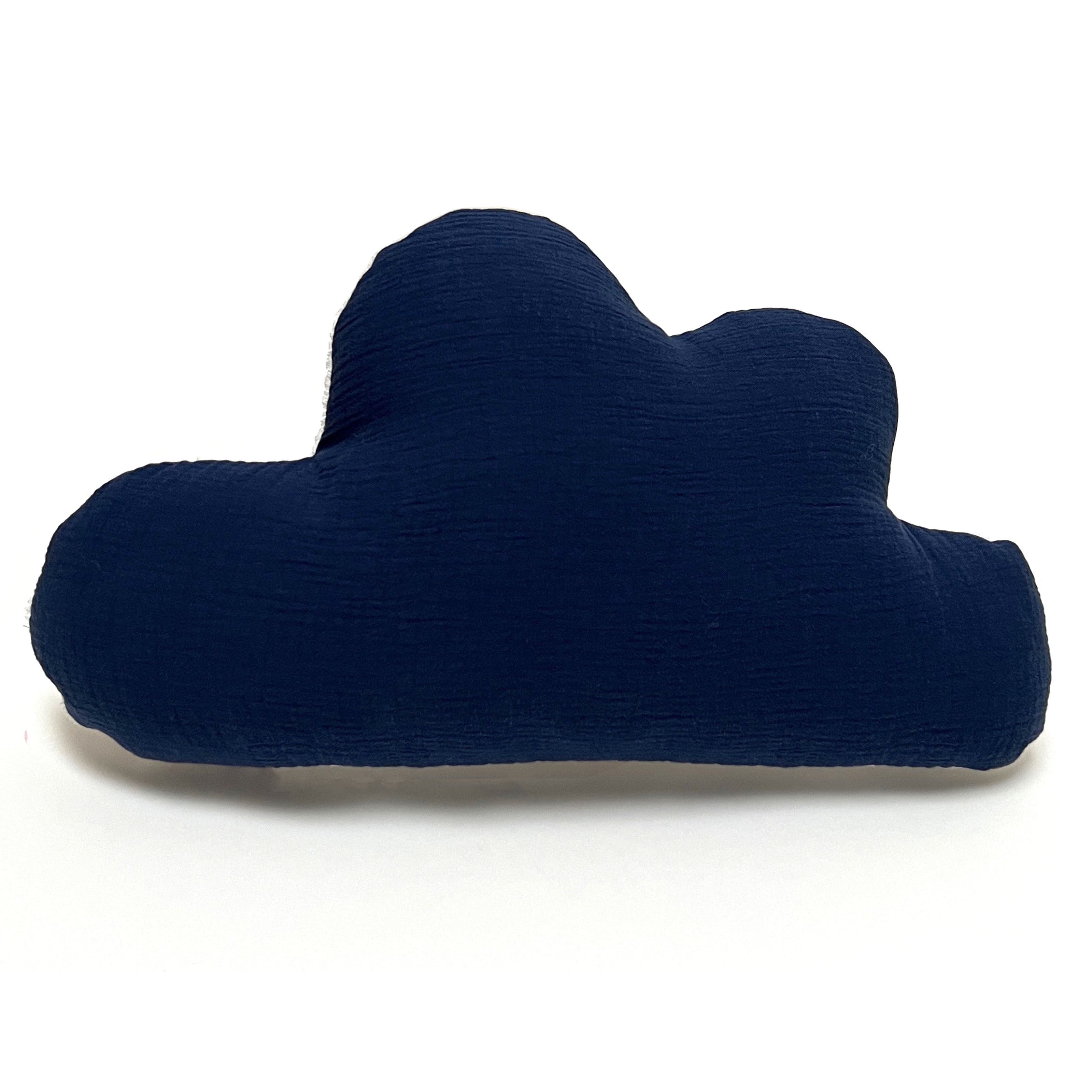 Kissen personalisiert mit Namen Baby - Musselin Dunkel Blau