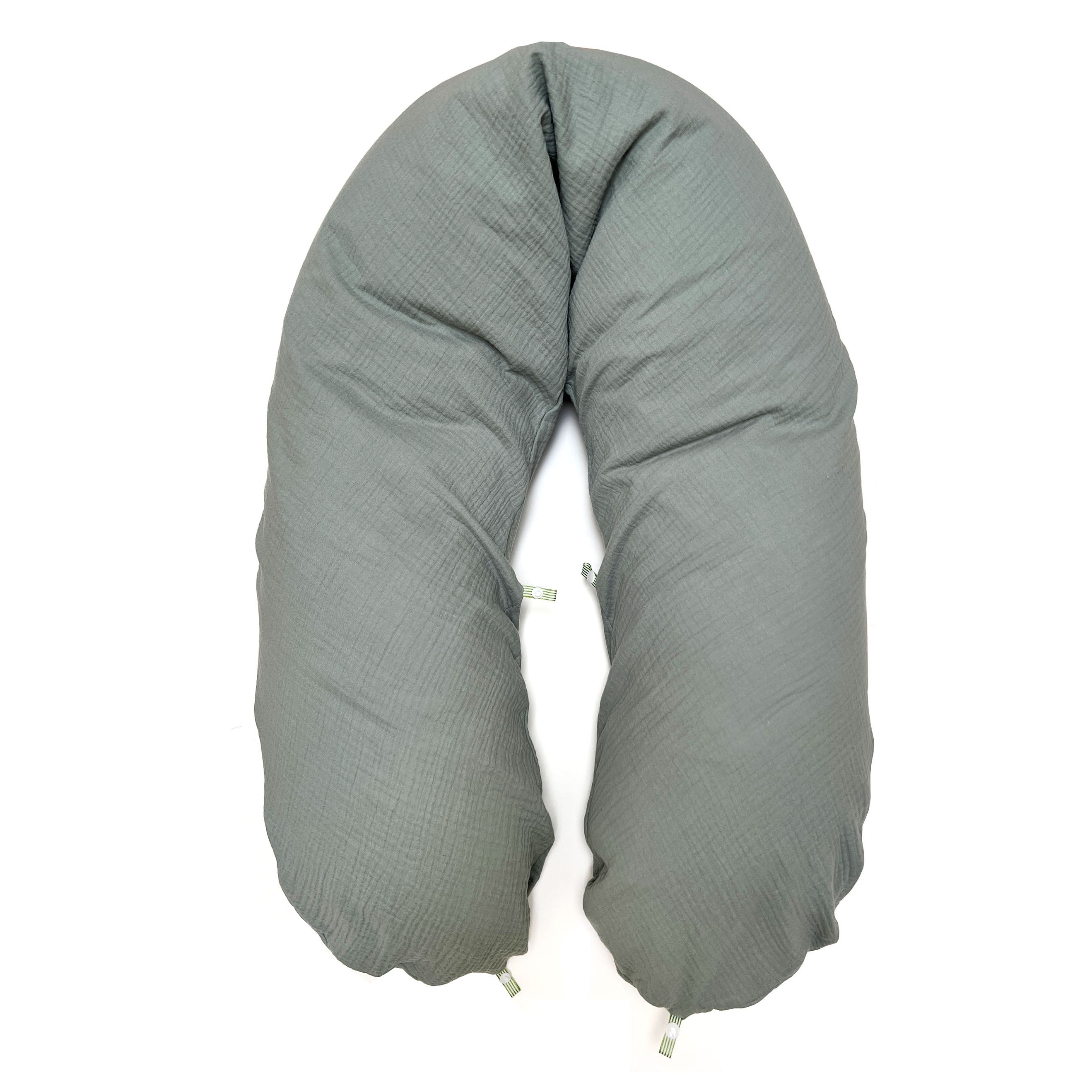 Stillkissen-Bezug aus Musselin mit Nestbau-Funktion für Theraline "Das Original" (190cm x38 cm) in Salbei Blausberg Baby