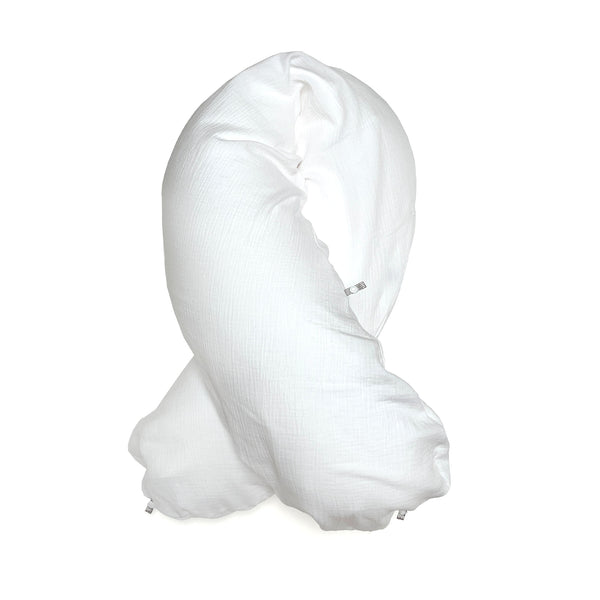 Nursing pillow cover made of muslin with nest-building function for Theraline "The Original" (190cm x38 cm) - White