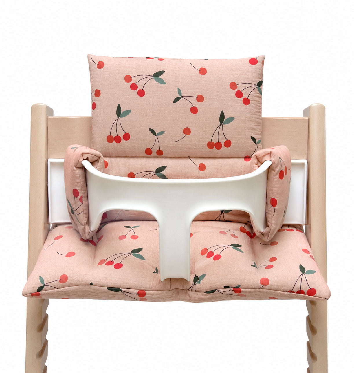 Sitzkissen Set Stokke für Tripp Trapp Hochstuhl aus 100% Musselin – für´s erste Sitzen ab 6 Monaten - Rosa Kirsche Blausberg Baby