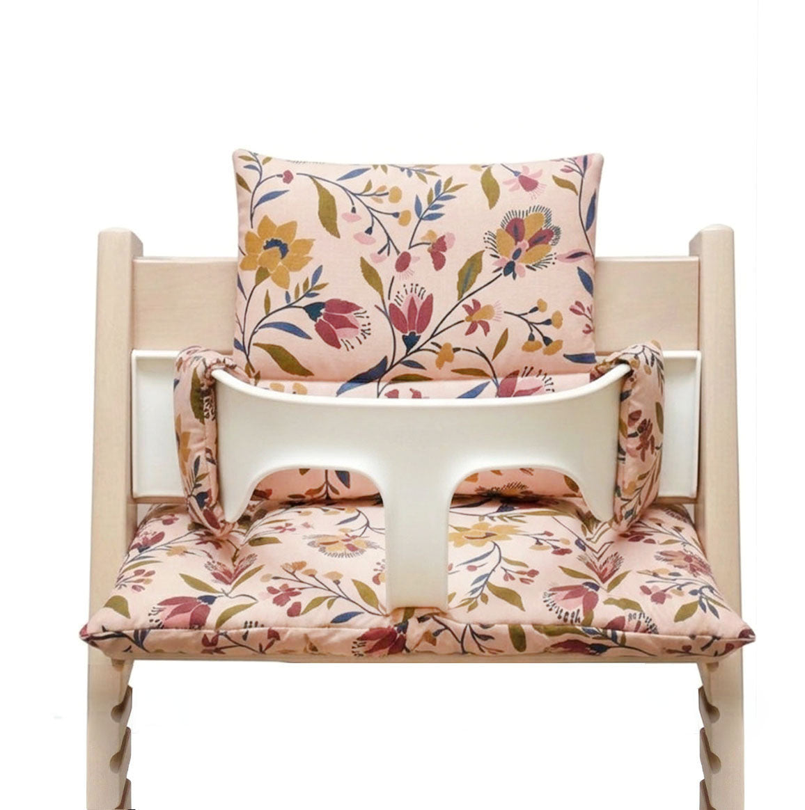 Sitzkissen Set für Stokke Tripp Trapp® ABWASCHBAR - Puder Rosa Blume Blausberg Baby