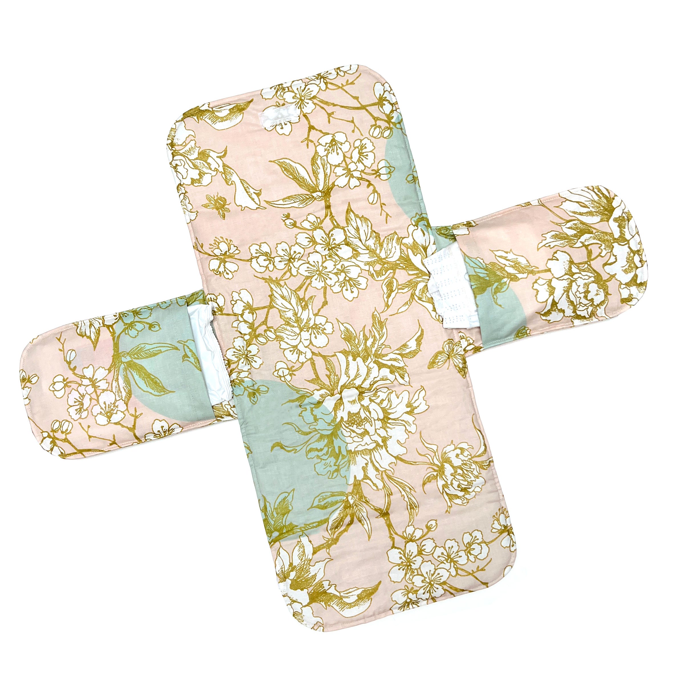 Wickeltasche Windeltasche mit Wickelunterlage für unterwegs ABWASCHBAR Blossom Mint Blush Blausberg Baby