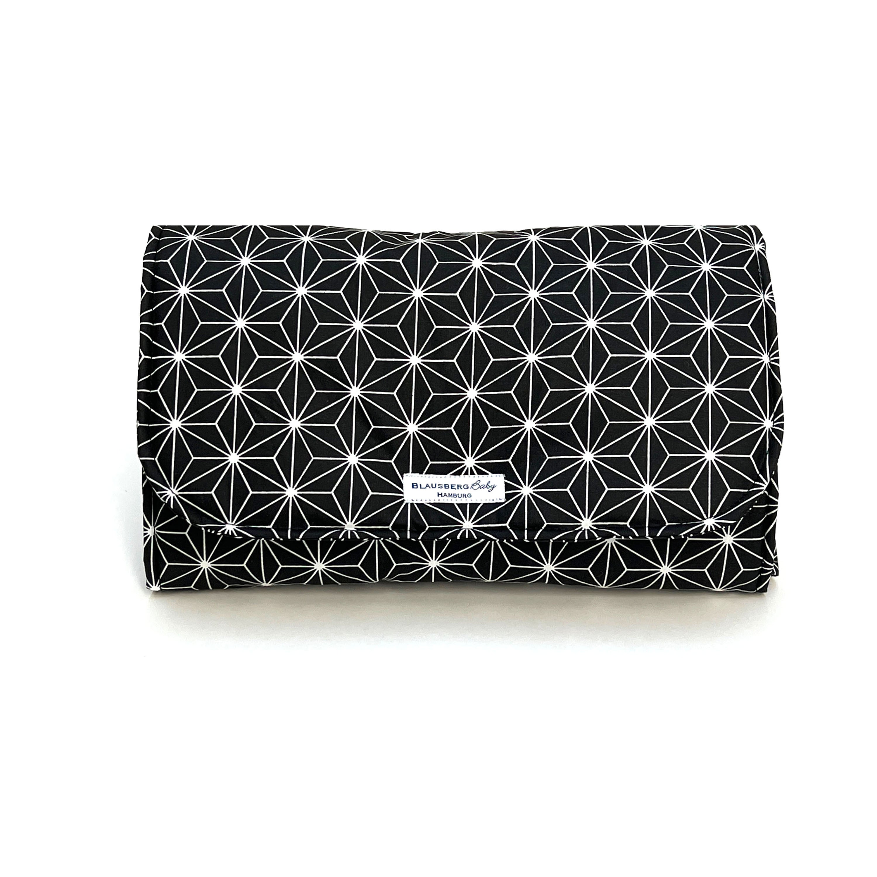 Wickeltasche Windeltasche mit Wickelunterlage für unterwegs Happy Star Schwarz Blausberg Baby
