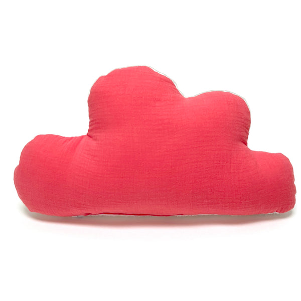 Kissen personalisiert mit Namen Baby - Musselin Korall Rot