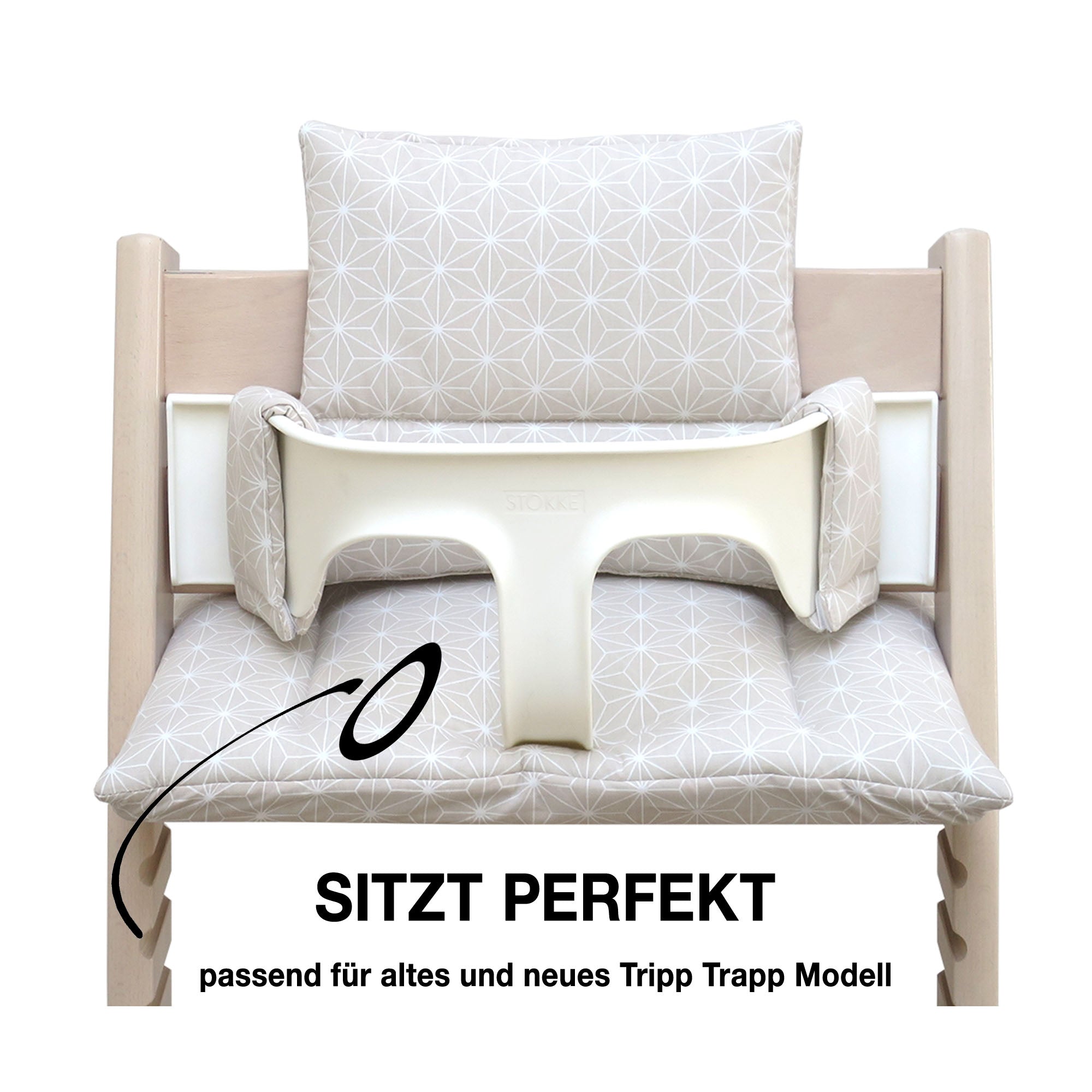 WASHABLE Tripp Trapp seat cushion Happy Star Beige – Blausberg Baby