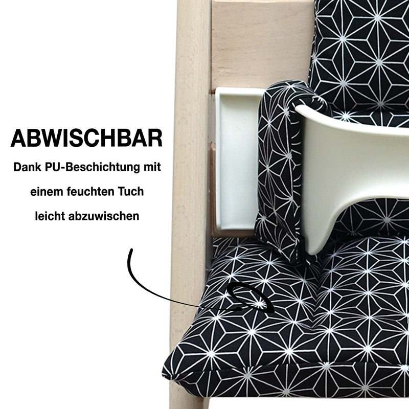 stokke honeycomb happy SEAT CUSHION SET WASHABLE Happy Star Black FOR TRIPP TRAPP – Blausberg Baby