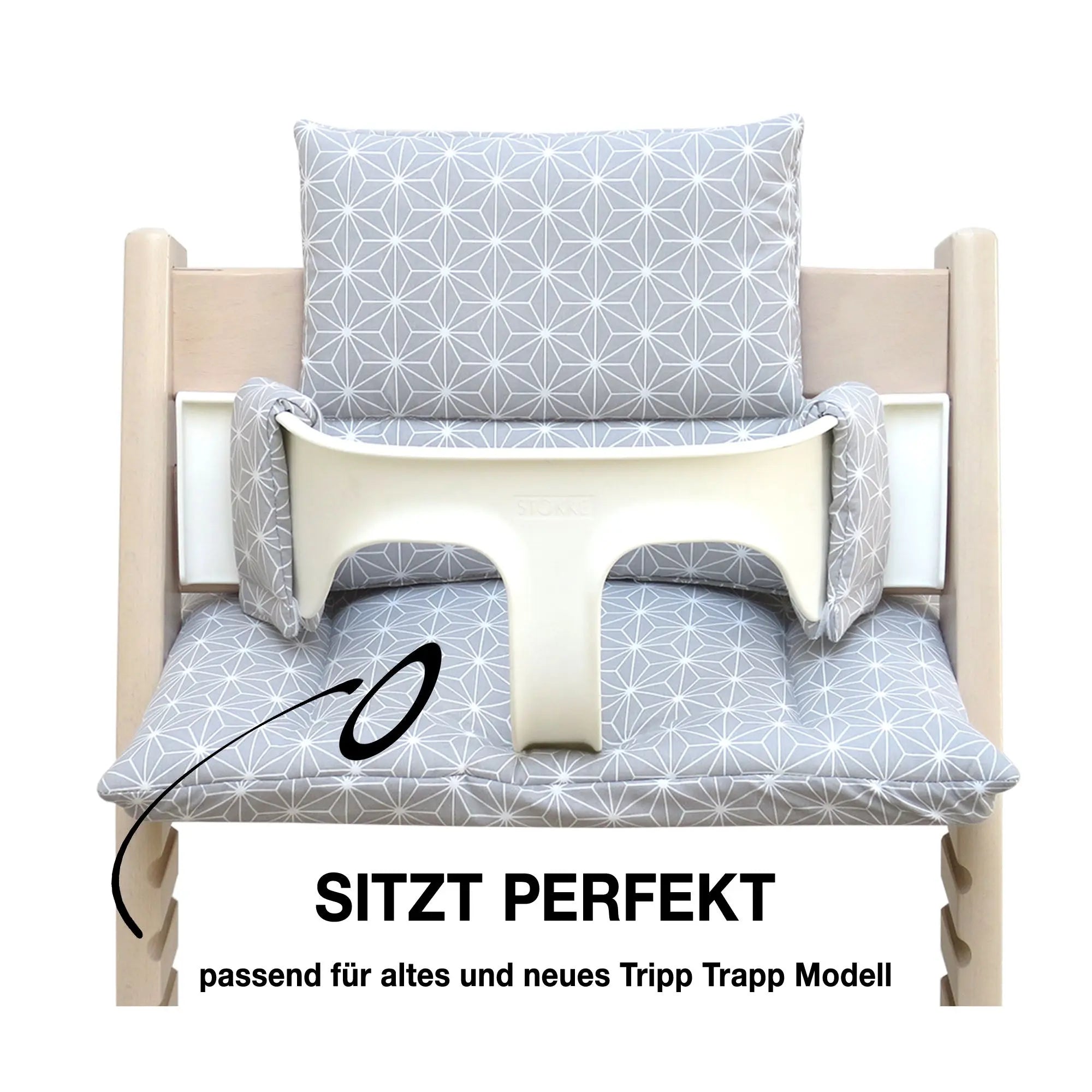 Abwaschbar Tripp Trapp Sitzkissen Happy Star Grau Blausberg Baby