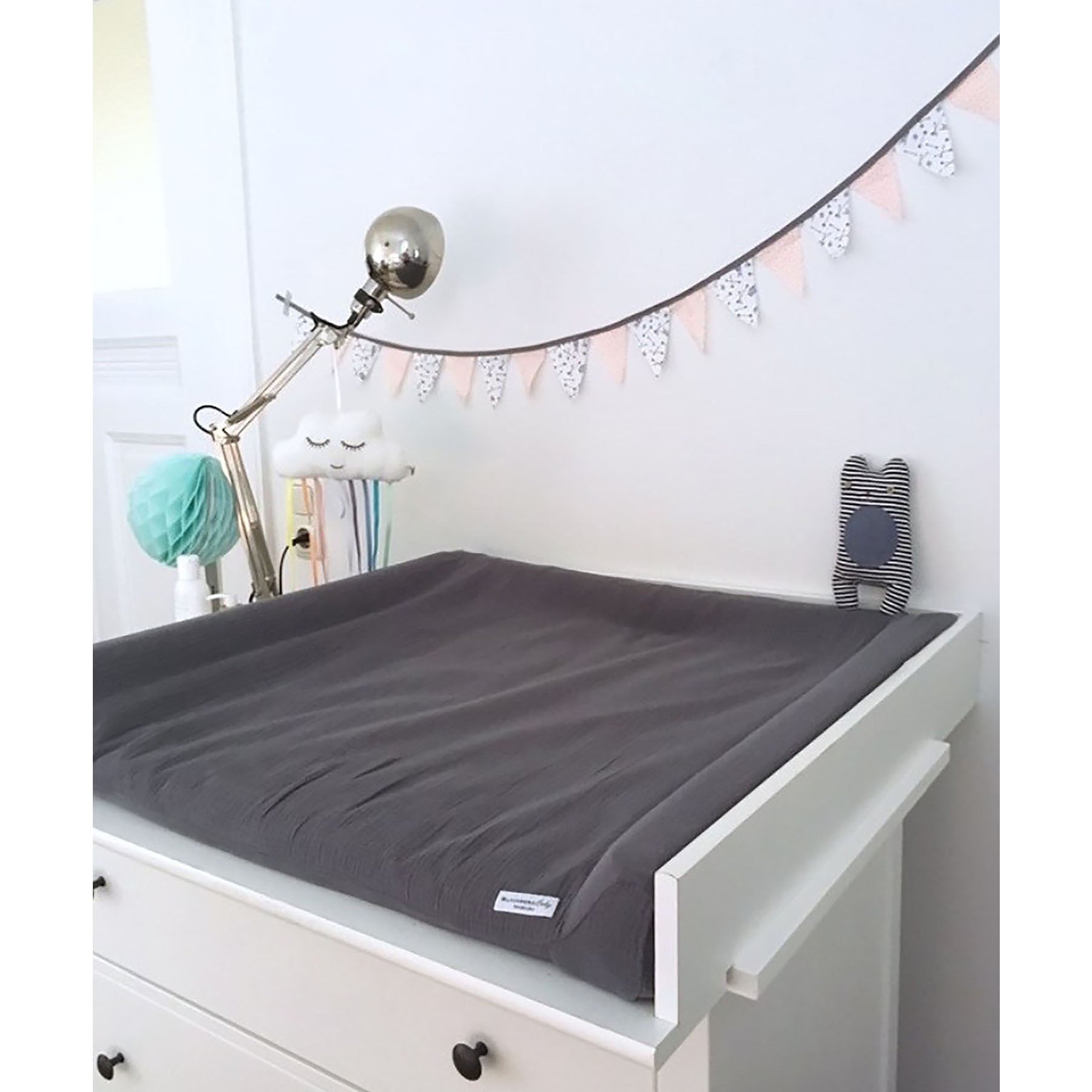Musselin Bezug für Wickelauflage / Wickelunterlage Vädra 48x74 cm von IKEA Dunkelgrau Blausberg Baby