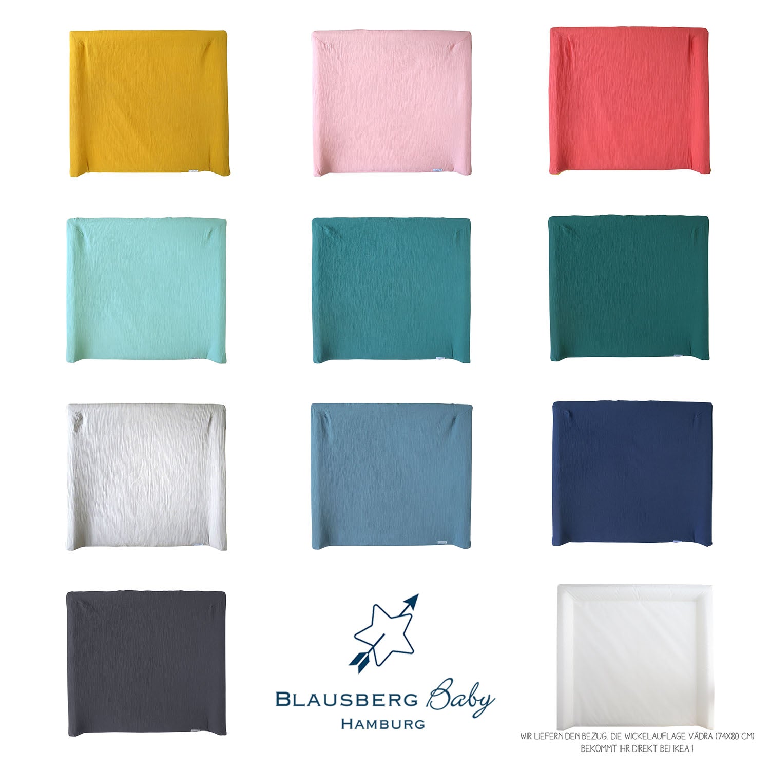 Musselin Bezug für Wickelauflage / Wickelunterlage Vädra 74x80 cm von IKEA Kornblumenblau Blausberg Baby