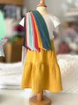 Musselin Rock Mädchen Senfgelb mit dazu wählbarer Schleife in verschiedenen Farben Blausberg Baby