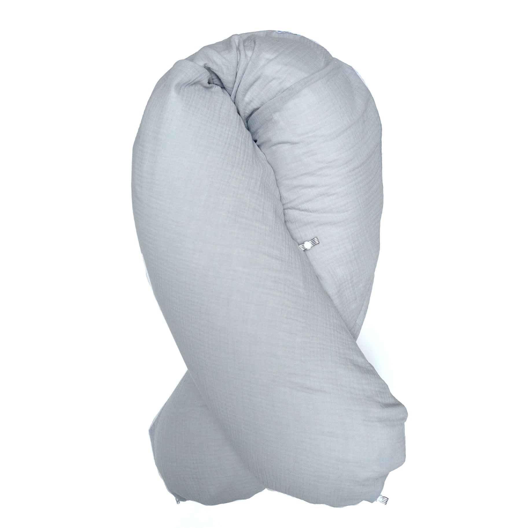 Stillkissen-Bezug aus Musselin mit Nestbau-Funktion für Theraline "Das Original" (190cm x38 cm) in Hellgrau Blausberg Baby