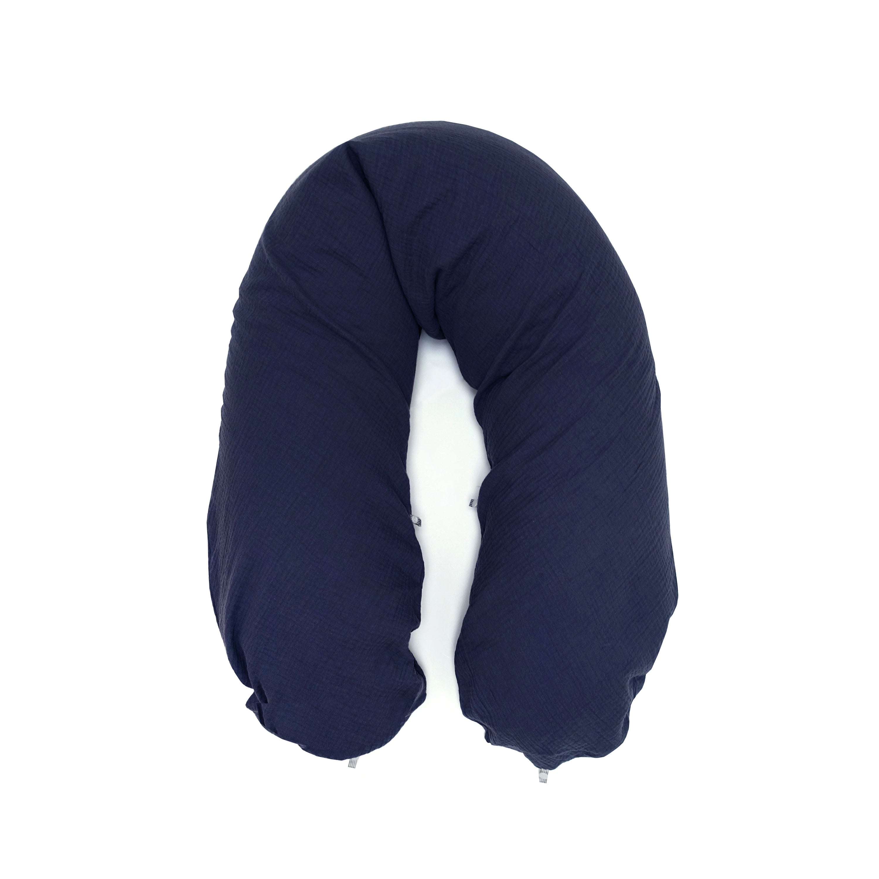Stillkissen-Bezug aus Musselin mit Nestbau-Funktion für Theraline Das Original (190cm x38 cm) - Dunkelblau Blausberg Baby