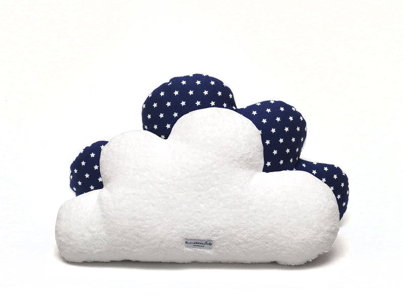 Mit Namen-Stickerei - Schmuserwolke Wolken-Kissen - Blau Stern Blausberg Baby